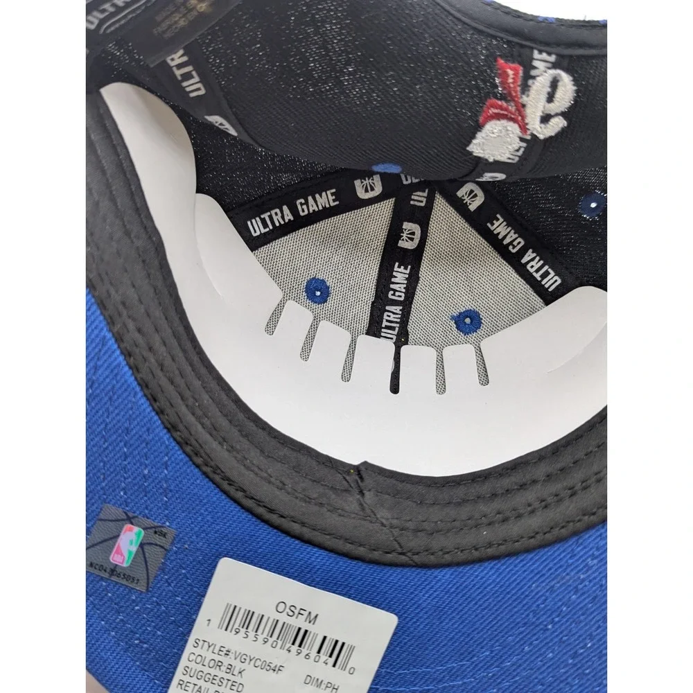 NWT Ultra Game Philadelphia 76ers‎ Hat Cap Pinstripe Black Blue Snapback NBA